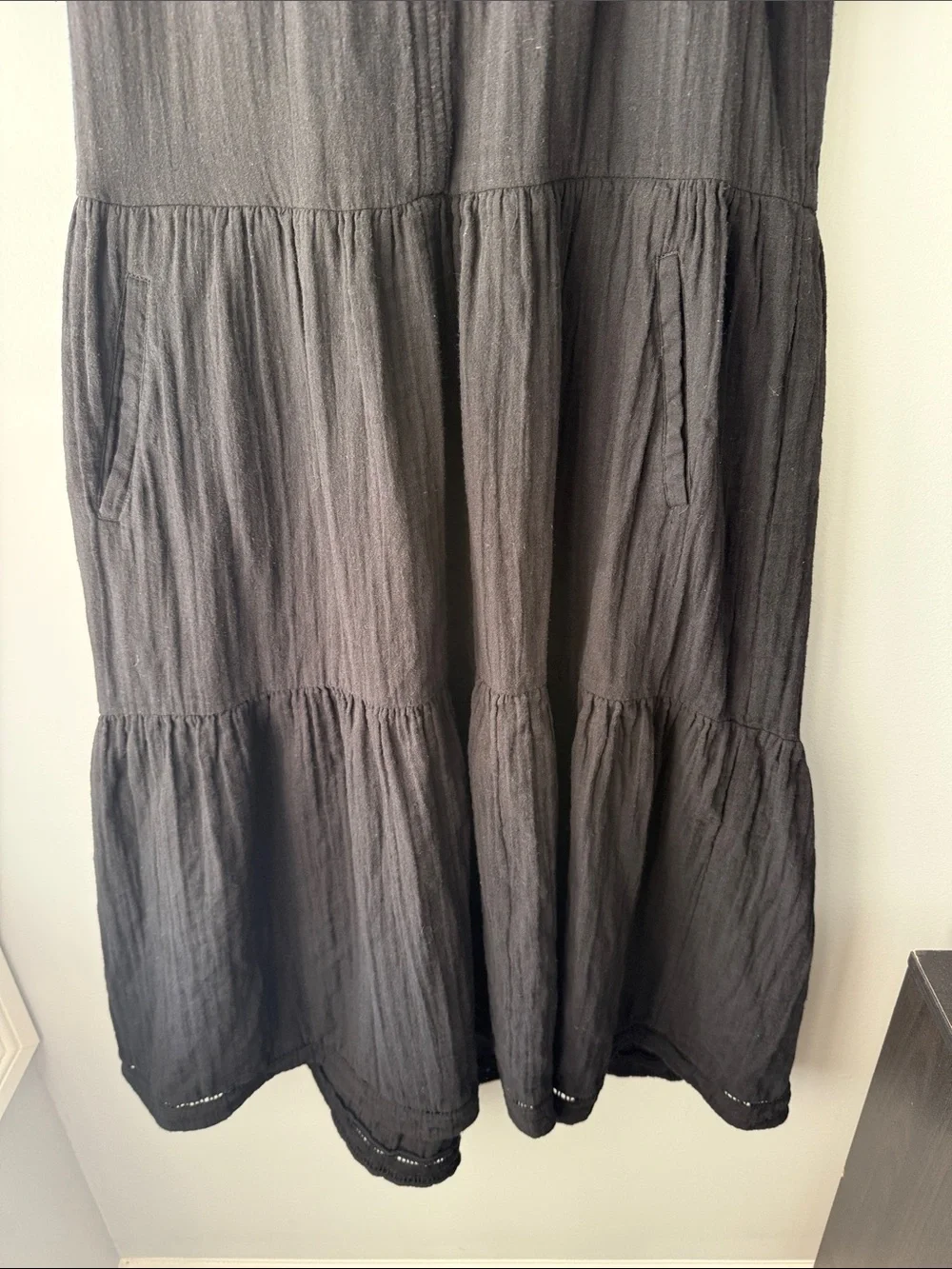 ME+EM Black Cheesecloth Relaxed Midi Day Dress - Picture 5 of 8